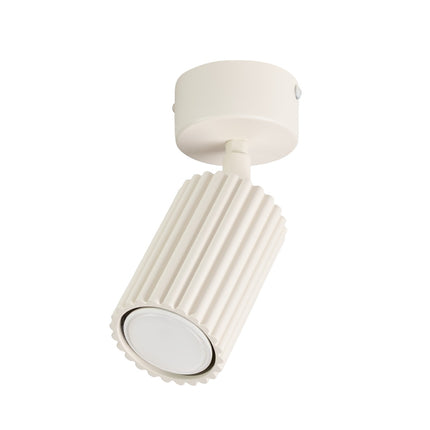 Plafonnier Oslo 1 Spot Orientable en Aluminium Cannelé Beige, packshot sur fond blanc