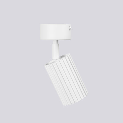 Plafonnier Oslo 1 Spot Orientable en Aluminium Cannelé Blanche, packshot de trois quarts