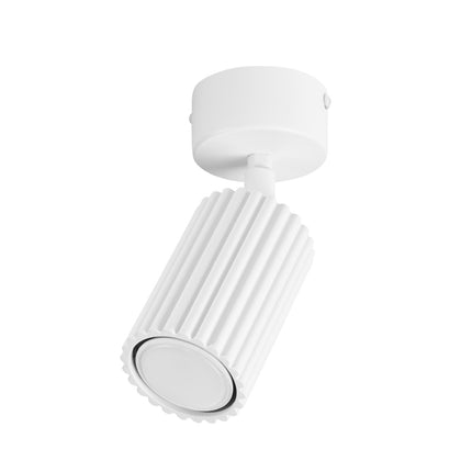 Plafonnier Oslo 1 Spot Orientable en Aluminium Cannelé Blanche, packshot sur fond blanc