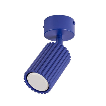 Plafonnier Oslo 1 spot orientable bleu outremer, packshot sur fond blanc