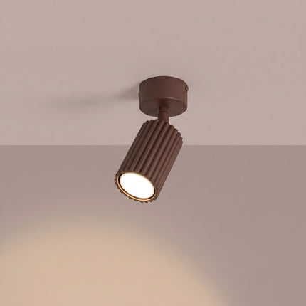Plafonnier Oslo 1 spot orientable brun chocolat, lumière allumée