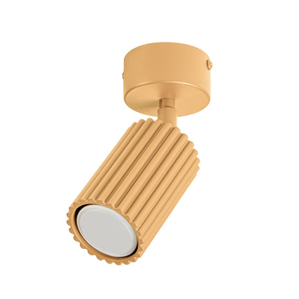 Plafonnier Oslo 1 Spot Orientable en Aluminium Cannelé Or, packshot sur fond blanc