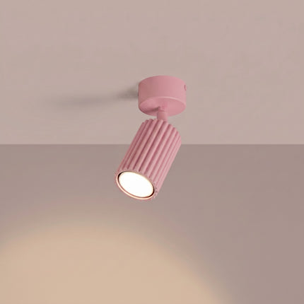 Plafonnier Oslo 1 spot orientable rose poudré, lumière allumée