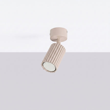 Plafonnier Oslo 1 Spot Orientable en Aluminium Cannelé Taupe, vue en situation