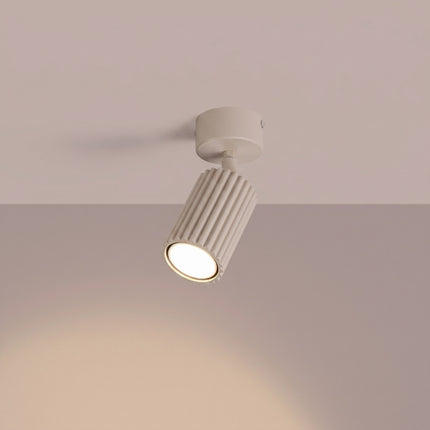 Plafonnier Oslo 1 Spot Orientable en Aluminium Cannelé Taupe, lumière allumée