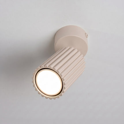Plafonnier Oslo 1 Spot Orientable en Aluminium Cannelé Taupe, vue de détail