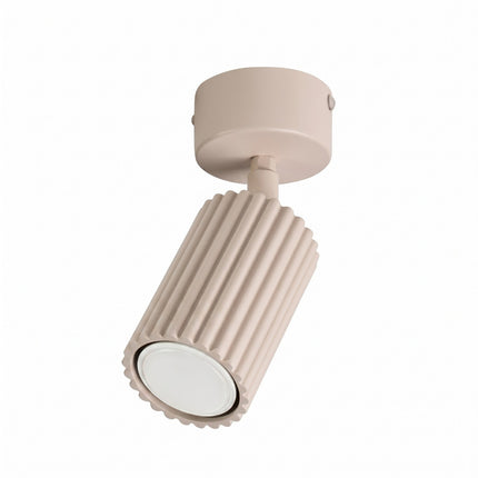 Plafonnier Oslo 1 Spot Orientable en Aluminium Cannelé Taupe, packshot sur fond blanc