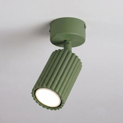Plafonnier Oslo 1 Spot Orientable en Aluminium Cannelé Vert Olive, vue de détail
