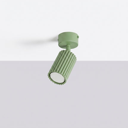 Plafonnier Oslo 1 spot orientable vert sauge, vue en situation sur fond clair