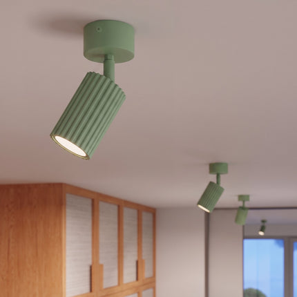 Plafonnier Oslo 1 spot orientable vert sauge dans un intérieur contemporain