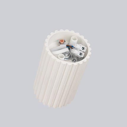 Plafonnier Oslo 10 beige en aluminium strié, luminaire compact pour plafond au style bohème et chaleureux