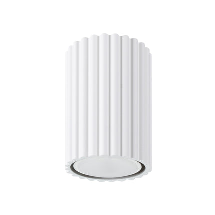 Plafonnier Oslo 10 blanc en aluminium strié, luminaire compact pour plafond au style scandinave et épuré