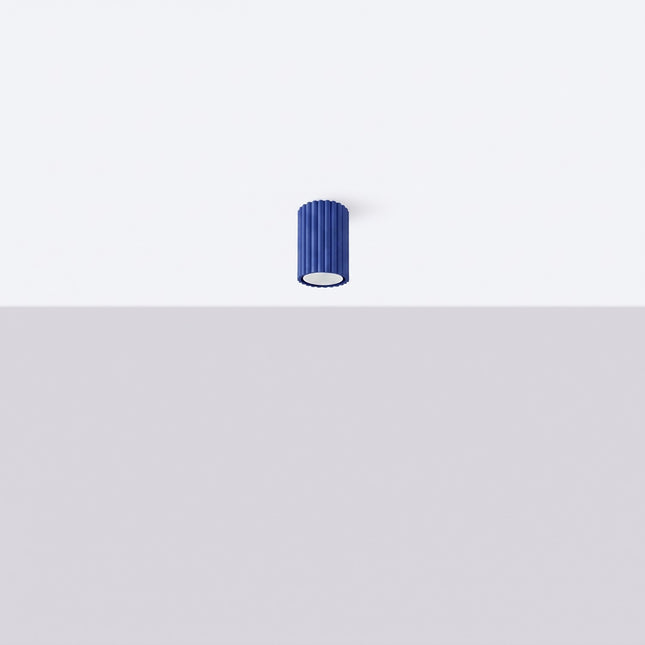 Oslo ceiling light 10 ultramarine blue in ribbed aluminum, lifestyle view
