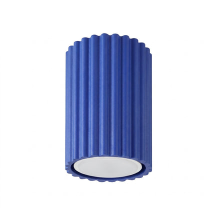 Plafonnier Oslo 10 Bleu Outremer en Aluminium Nervuré, packshot sur fond blanc