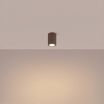 Plafonnier Oslo 10 Brun Chocolat en Aluminium Nervuré, lumière allumée