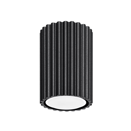 Plafonnier Oslo 10 noir en aluminium strié mat, luminaire compact au style graphique pour plafond