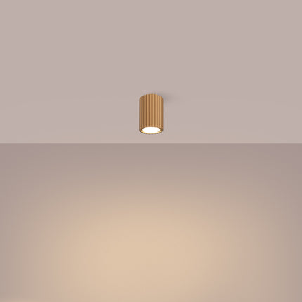 Plafonnier Oslo 10 doré en aluminium strié, petit luminaire chic pour plafond d'entrée ou de couloir