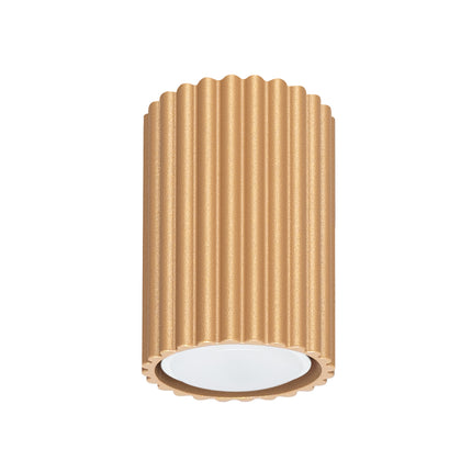 Plafonnier Oslo 10 doré en aluminium strié, petit luminaire chic pour plafond d'entrée ou de couloir