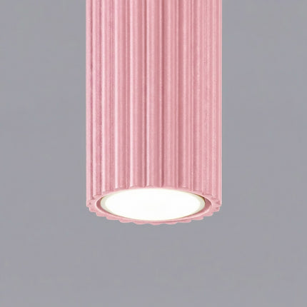 Plafonnier Oslo 10 Rose Poudré en Aluminium Nervuré, packshot de trois quarts