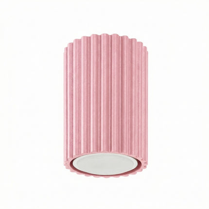 Plafonnier Oslo 10 Rose Poudré en Aluminium Nervuré, packshot sur fond blanc