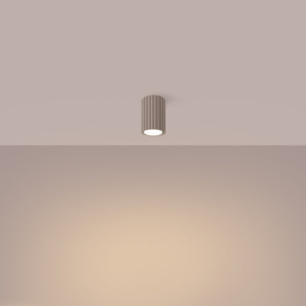 Plafonnier Oslo 10 Taupe en Aluminium Nervuré, lumière allumée