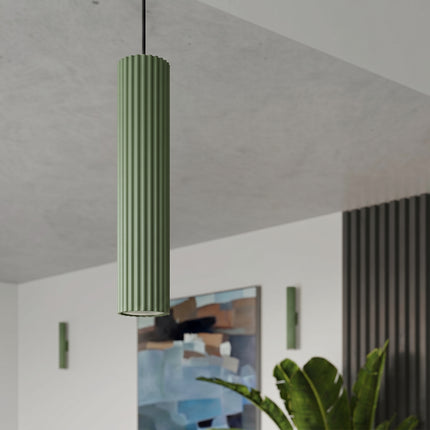 Plafonnier Oslo 10 Vert Sauge en Aluminium Nervuré, mise en situation 3