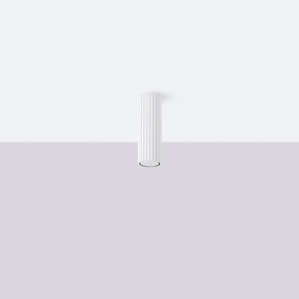 Plafonnier Oslo 20 blanc en aluminium nervuré, vue de face sur fond blanc