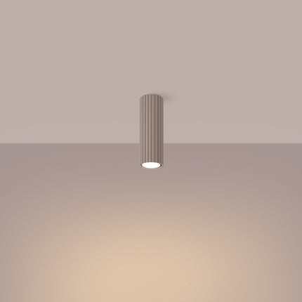 Plafonnier Oslo 20 Taupe en Aluminium Nervuré, lumière allumée
