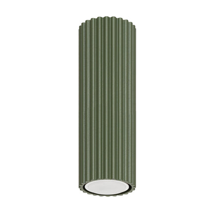 Plafonnier Oslo 20 vert olive en aluminium nervuré, packshot sur fond blanc
