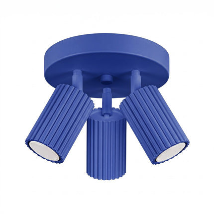 Plafonnier Oslo 3 Spots Orientables Aluminium Bleu Outremer, packshot sur fond blanc