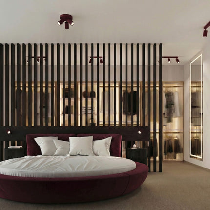 Plafonnier Oslo 3 Spots Orientables Aluminium Bordeaux, mise en situation