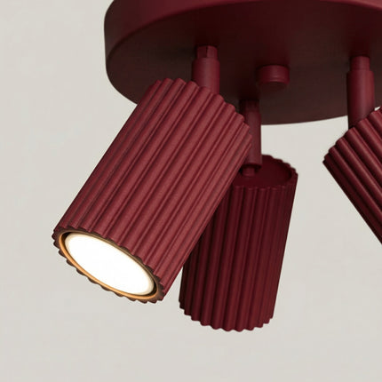 Plafonnier Oslo 3 Spots Orientables Aluminium Bordeaux, packshot de trois quarts