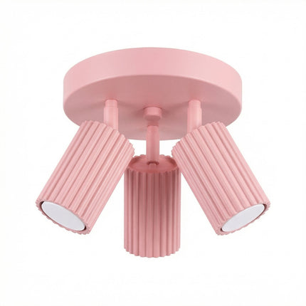 Plafonnier Oslo 3 Spots Orientables Aluminium Rose Poudré, packshot sur fond blanc