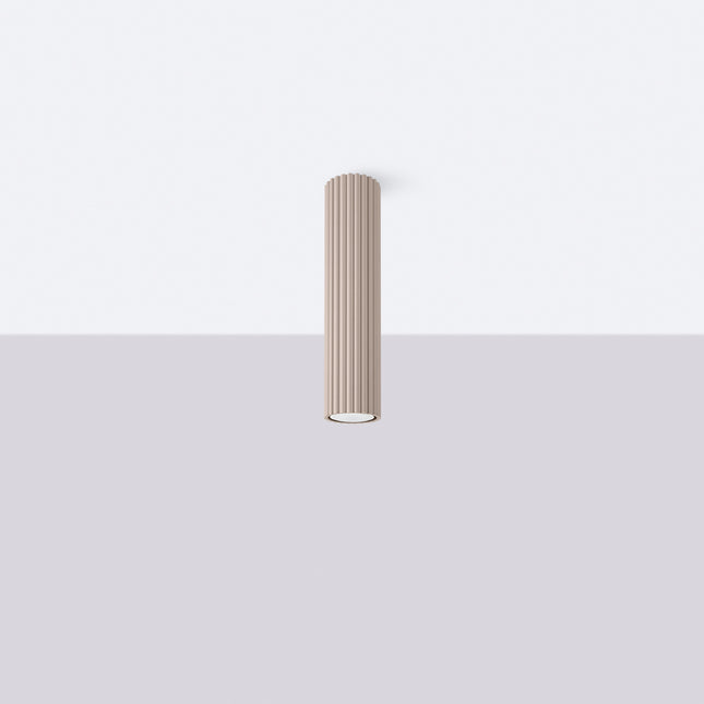 Oslo ceiling light 30 taupe fluted aluminum, lifestyle view