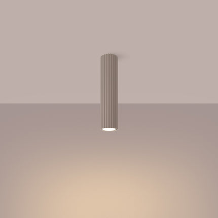 Plafonnier Oslo 30 Taupe Aluminium Cannelé, lumière allumée