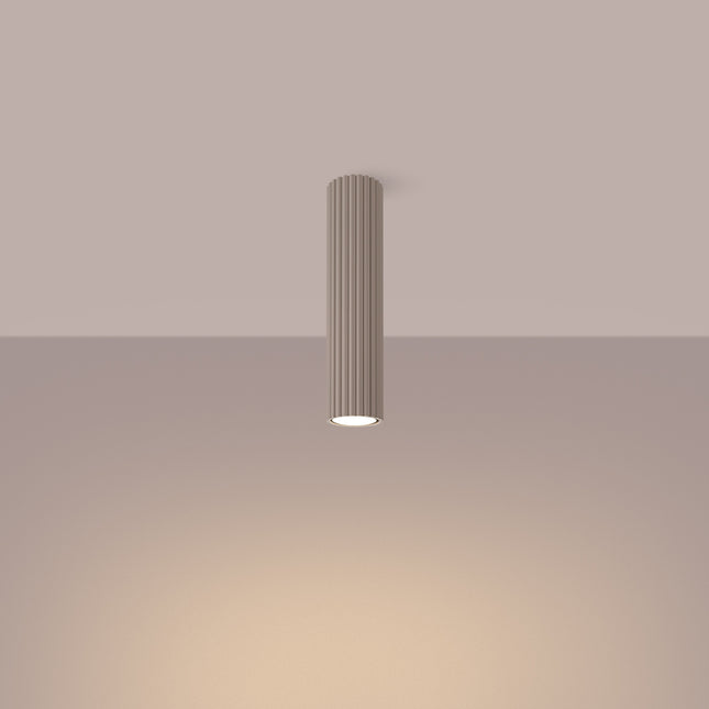 Oslo ceiling light 30 taupe fluted aluminum, light on