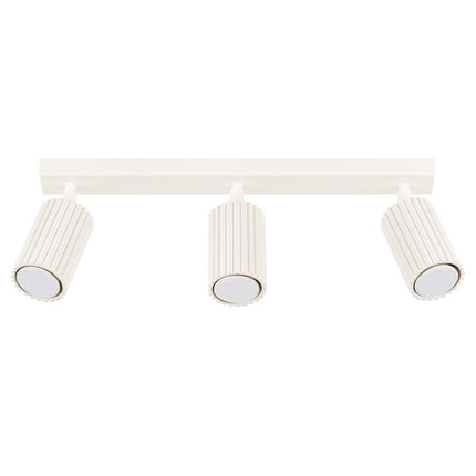 Plafonnier Oslo 3L beige en aluminium, packshot fond blanc, trois spots orientables GU10