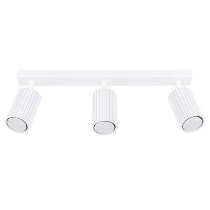 Plafonnier Oslo 3L blanc en aluminium, packshot fond blanc, trois spots orientables GU10