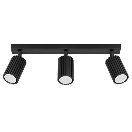 Plafonnier Oslo 3L noir en aluminium, packshot fond blanc, trois spots orientables GU10