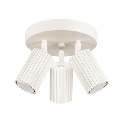 Plafonnier Oslo 3 spots orientables aluminium Beige, vue de face sur fond blanc