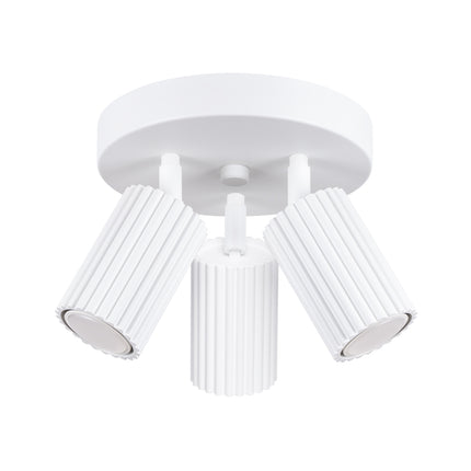 Plafonnier Oslo 3 spots orientables aluminium Blanc, vue de face sur fond blanc