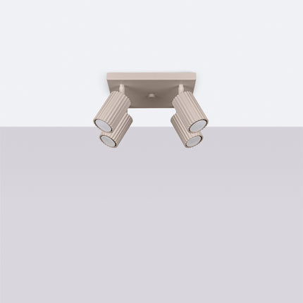Plafonnier Oslo 4 Spots Orientables Carré en Aluminium Taupe, vue en situation