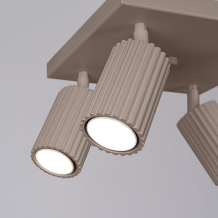Plafonnier Oslo 4 Spots Orientables Carré en Aluminium Taupe, vue de détail