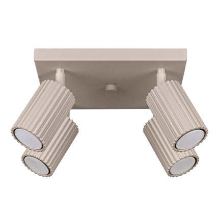 Plafonnier Oslo 4 Spots Orientables Carré en Aluminium Taupe, packshot sur fond blanc