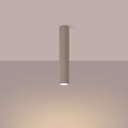 Plafonnier Oslo 40 Aluminium Cannelé Taupe, lumière allumée