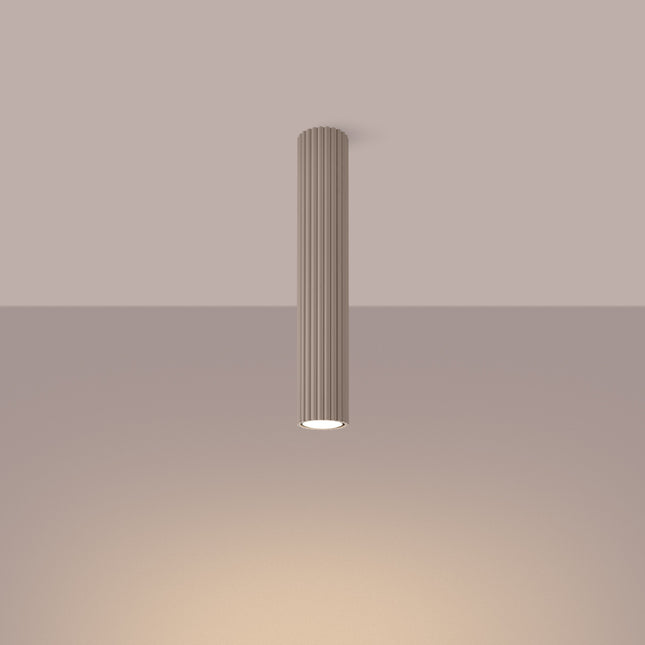 Oslo ceiling light 40 fluted aluminum taupe, light on