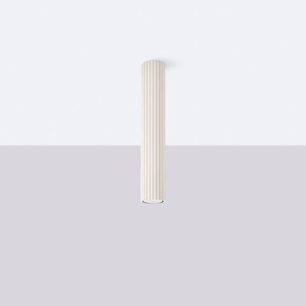 Plafonnier Oslo 40 beige en aluminium cannelé, luminaire de plafond minimaliste, détail des cannelures