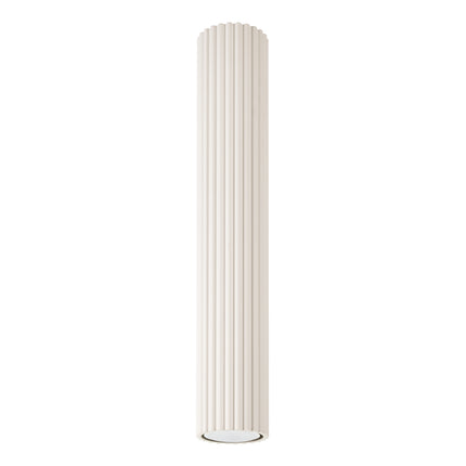 Plafonnier Oslo 40 beige en aluminium cannelé, luminaire de plafond minimaliste