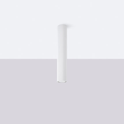 Plafonnier Oslo 40 blanc en aluminium cannelé, luminaire de plafond design scandinave, détail des cannelures