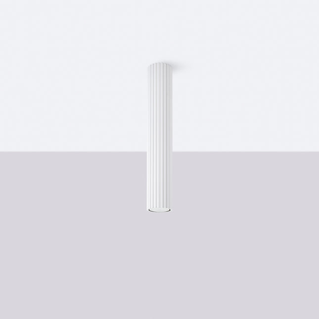 Plafonnier Oslo 40 blanc en aluminium cannelé, luminaire de plafond design scandinave, détail des cannelures